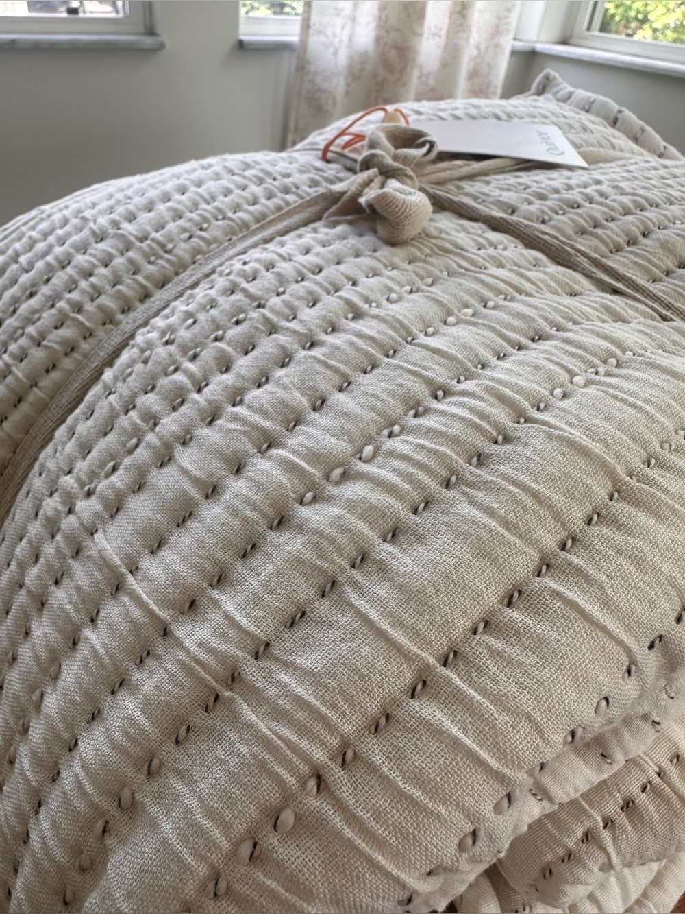NWT Quince Organic Cotton Channel Stitch Coverlet Set Undyed - King/Cal King - Picture 8 of 11